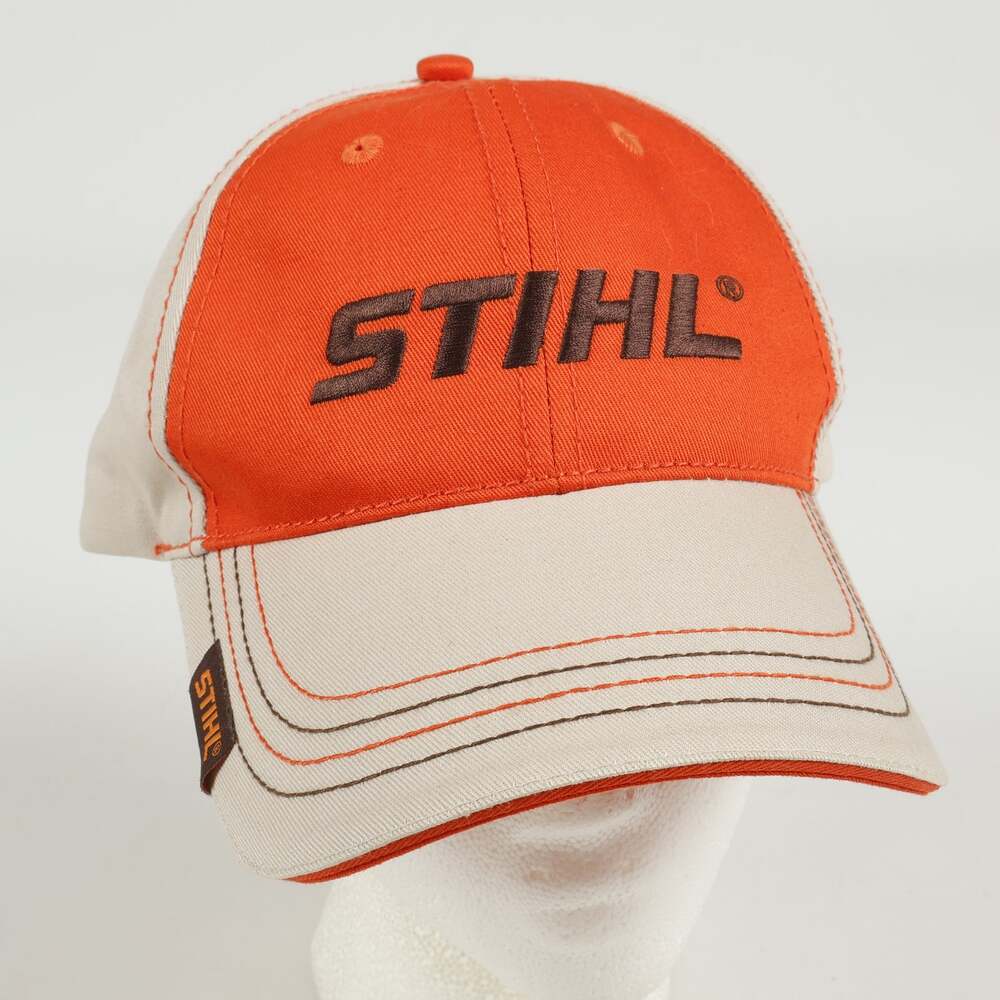 Stihl Embroidered Logo  100% Cotton H&L Strapback Ball Cap Hat Orange Gray